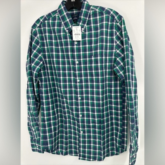 NEW J Crew Button Shirt Men’s Small Green Flex washed Oxford NWT - Picture 1 of 3